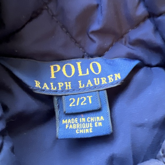 Ralph Lauren Girl Barn Jacket, Size 2/2T, Navy Blue, Quilted & Corduroy GUC - Picture 4 of 8